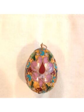 Multicolor Gold Gilded Cloisonné Pendant , Approximately 1.5" Long .